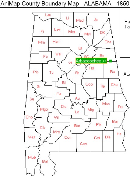 Arbacoochee, Randolph County - map